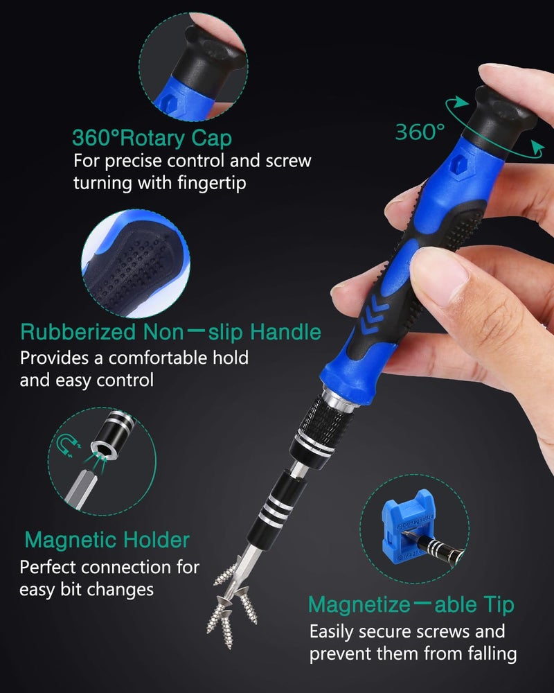 ORIA Precision Screwdriver Set, 142 in 1 Magnetic Screwdriver Kit with 120 Screwdrivers Bits, Computer Laptop Electronics Repair Tool Kit for SmartPhone, Laptop, Watches, MacBook, Tablet, Game Console - Image 4